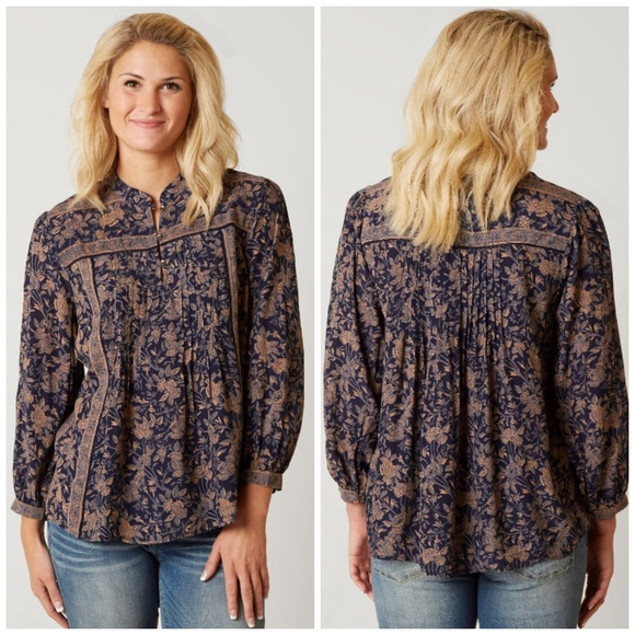 Lucky Brand NWOT Michelle Henley Boho Blouse - Picture 2 of 8